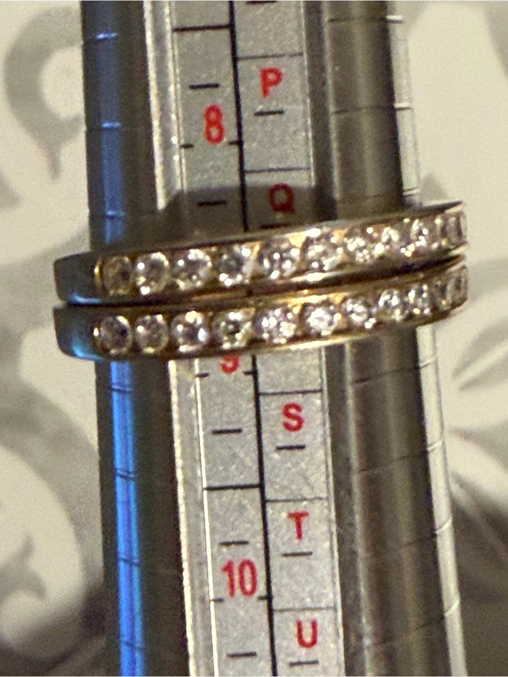 Gold Tone over 925 Sterling Silver CZ Stacker Set of 2 - Picture 5 of 7